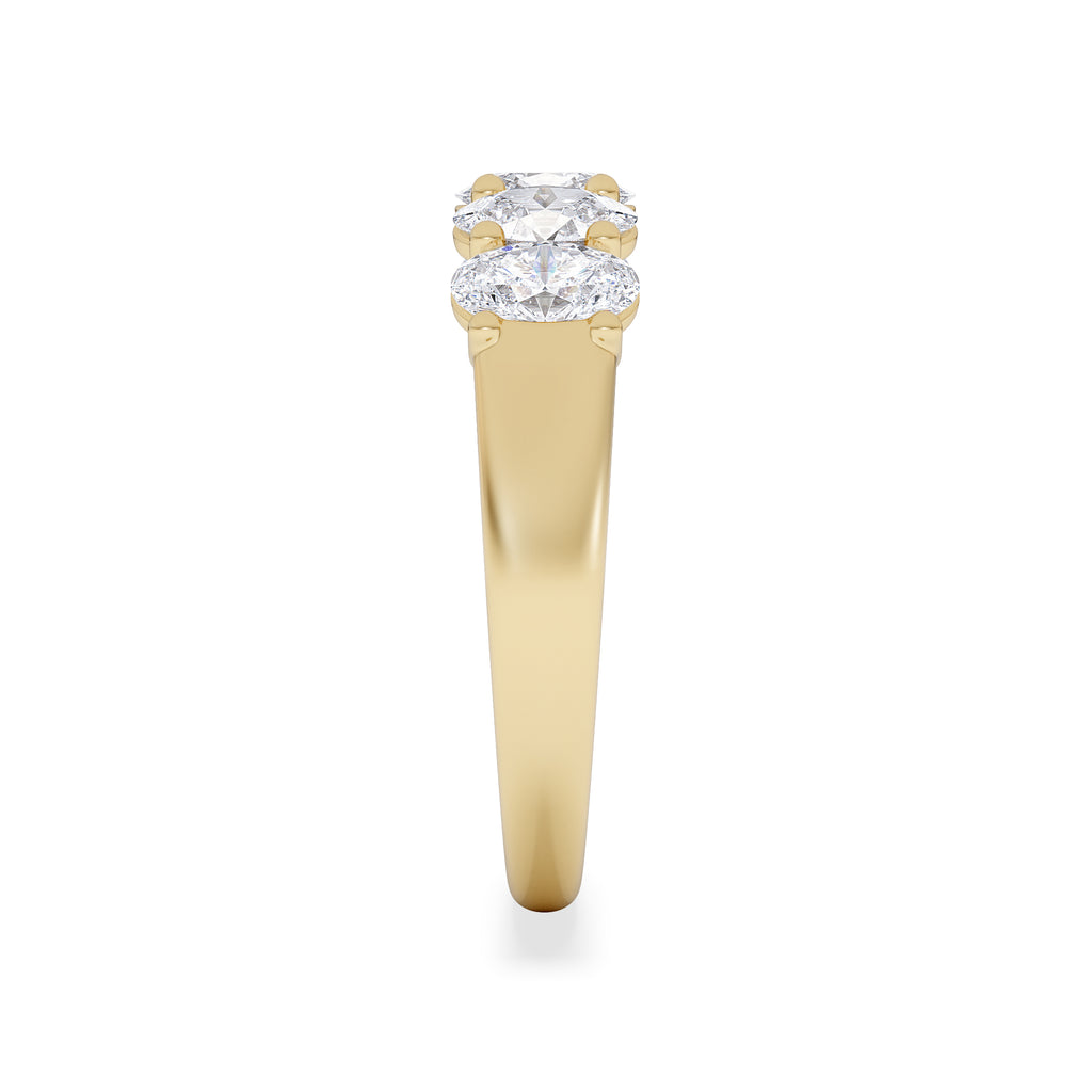 Unity 1.00ct Oval Cut Lab Diamond 5 Stone Ring in 18K Yellow Gold
