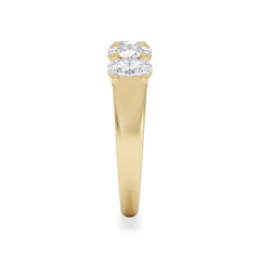 Unity 1.00ct Oval Cut Lab Diamond 5 Stone Ring in 18K Yellow Gold
