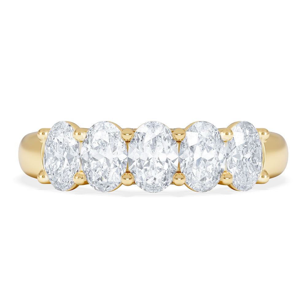 Unity 1.00ct Oval Cut Lab Diamond 5 Stone Ring in 18K Yellow Gold