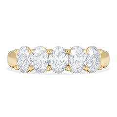 Unity 1.00ct Oval Cut Lab Diamond 5 Stone Ring in 18K Yellow Gold