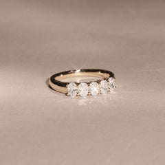 Unity 1.00ct Oval Cut Lab Diamond 5 Stone Ring in 18K Yellow Gold