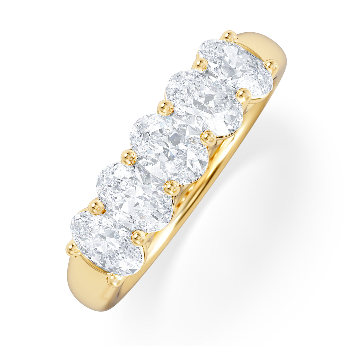 Unity 1.00ct Oval Cut Lab Diamond 5 Stone Ring in 18K Yellow Gold