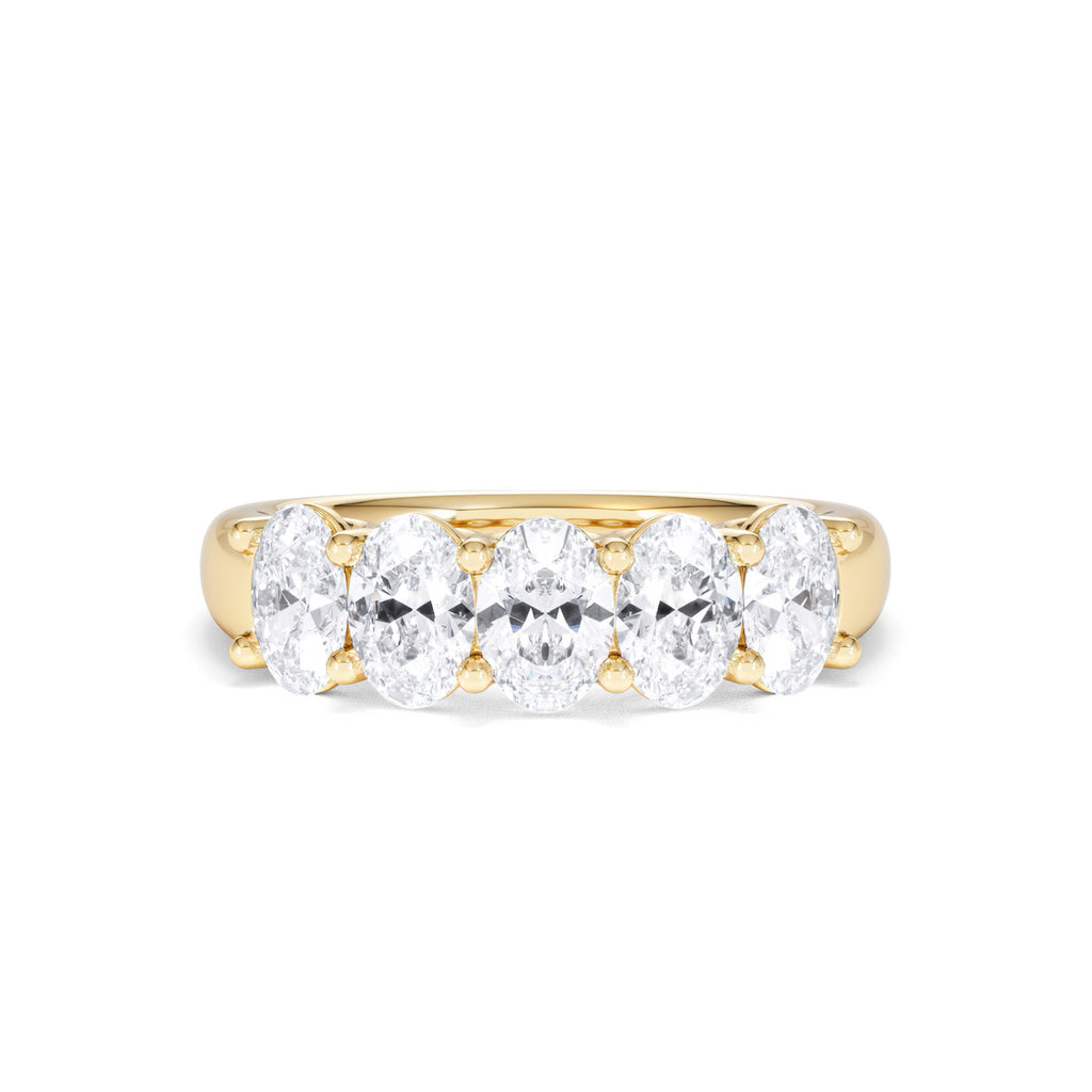 Unity 2.00ct Oval Cut Lab Diamond 5 Stone Ring in 18K Yellow Gold