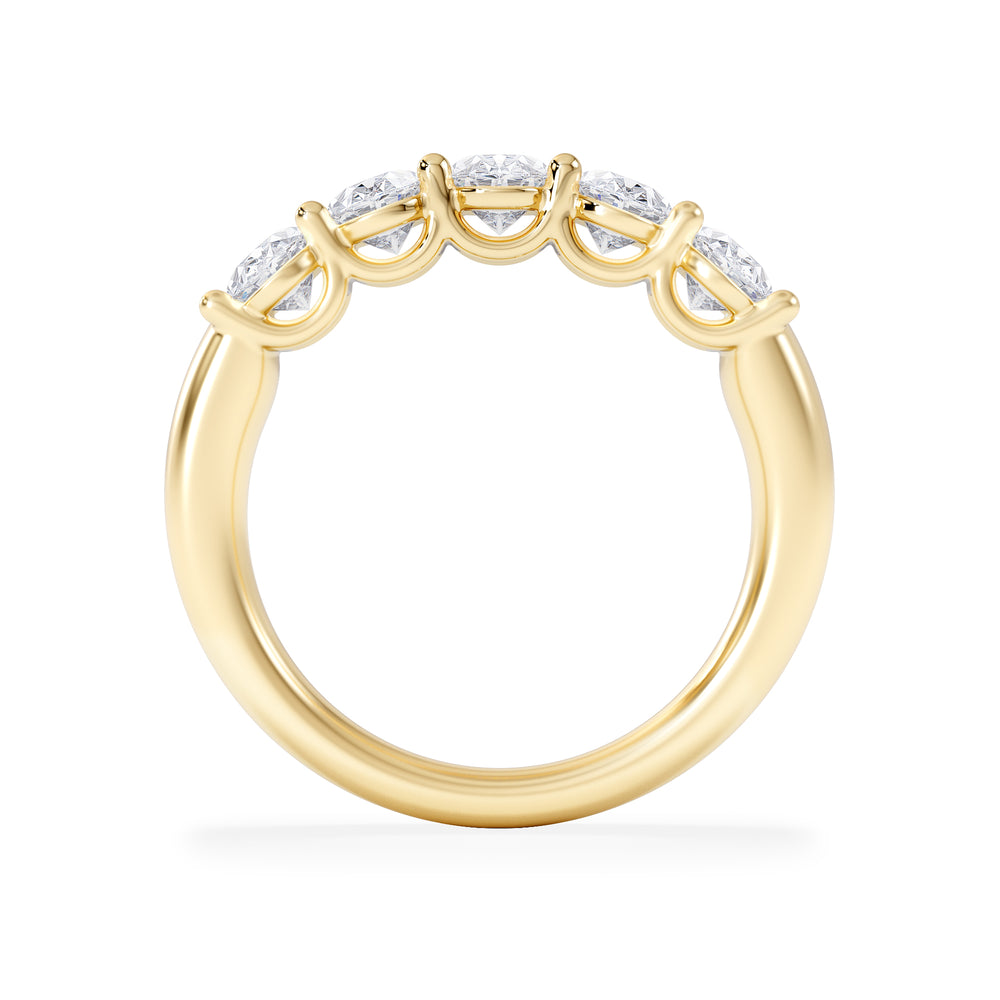 Unity 2.00ct Oval Cut Lab Diamond 5 Stone Ring in 18K Yellow Gold