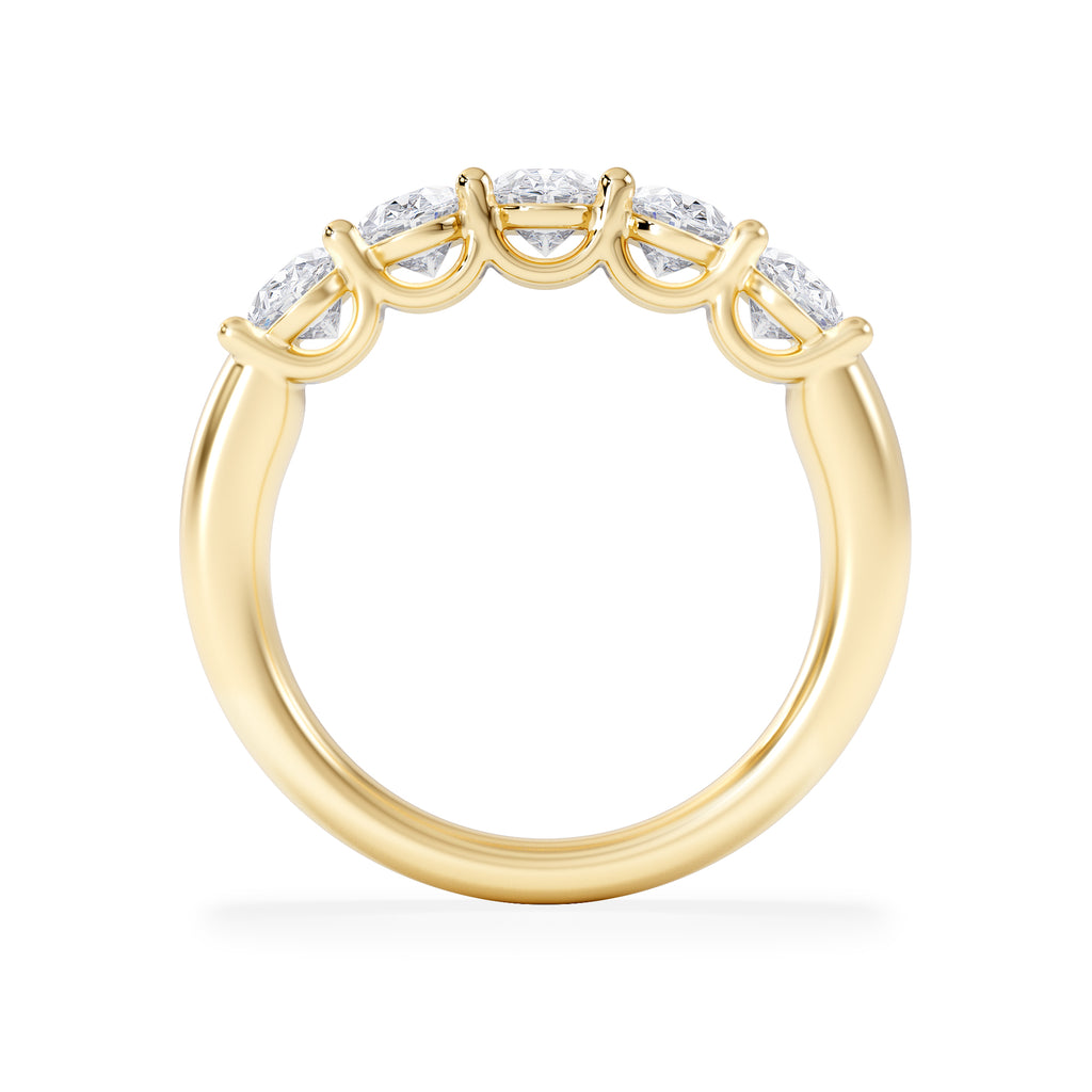 Unity 2.00ct Oval Cut Lab Diamond 5 Stone Ring in 18K Yellow Gold