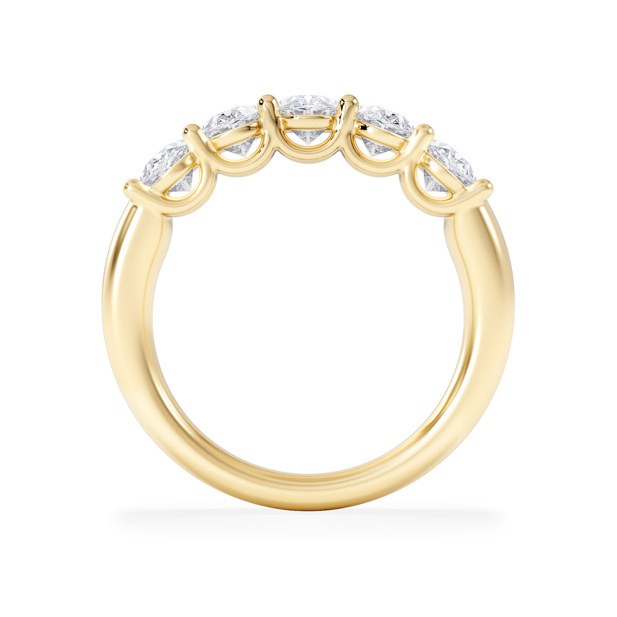Unity 2.00ct Oval Cut Lab Diamond 5 Stone Ring in 18K Yellow Gold