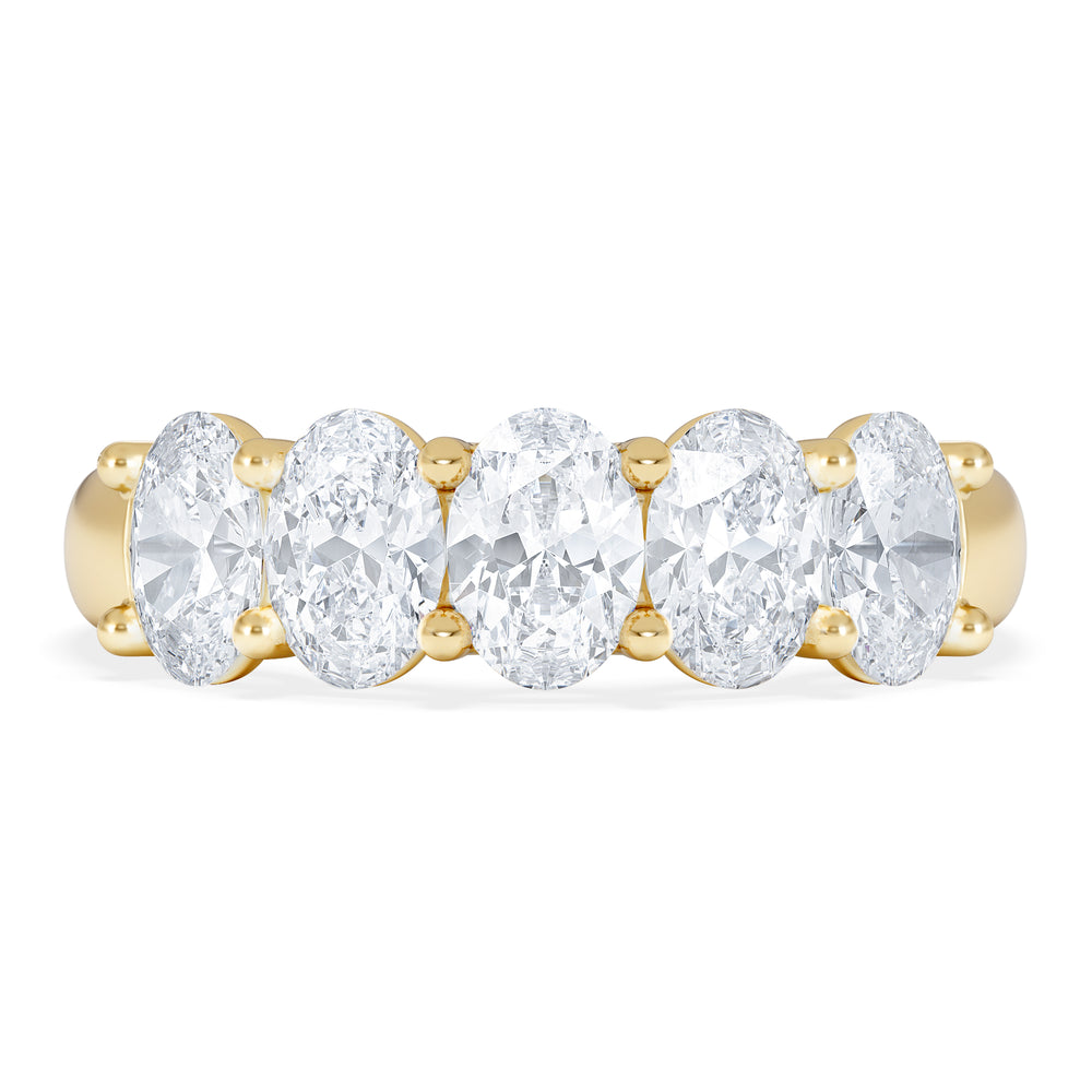 Unity 2.00ct Oval Cut Lab Diamond 5 Stone Ring in 18K Yellow Gold