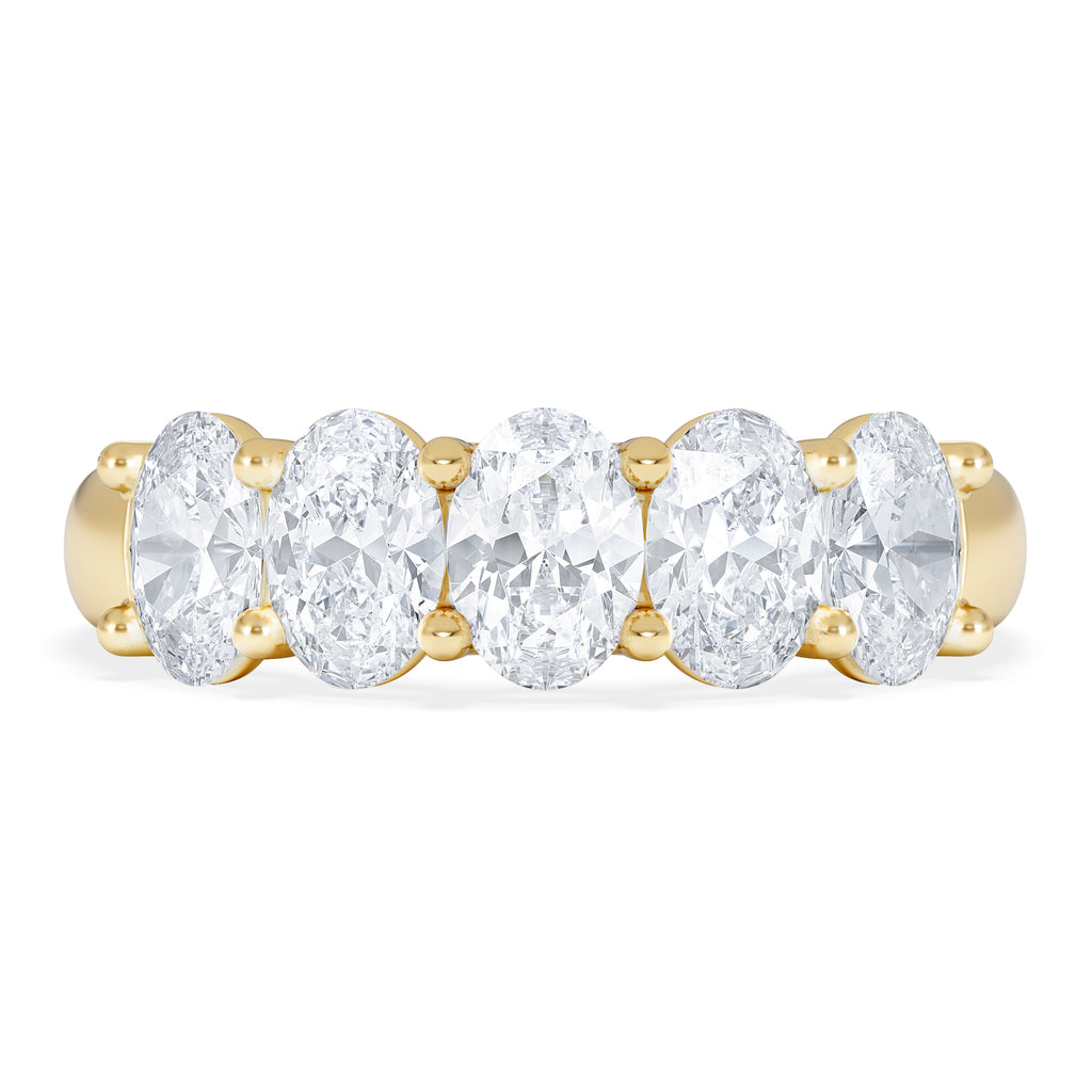 Unity 2.00ct Oval Cut Lab Diamond 5 Stone Ring in 18K Yellow Gold