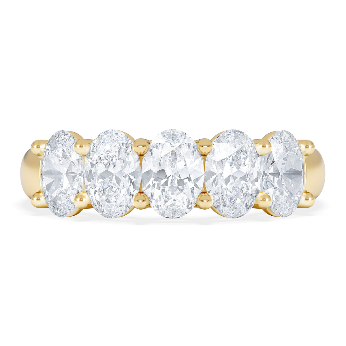 Unity 2.00ct Oval Cut Lab Diamond 5 Stone Ring in 18K Yellow Gold