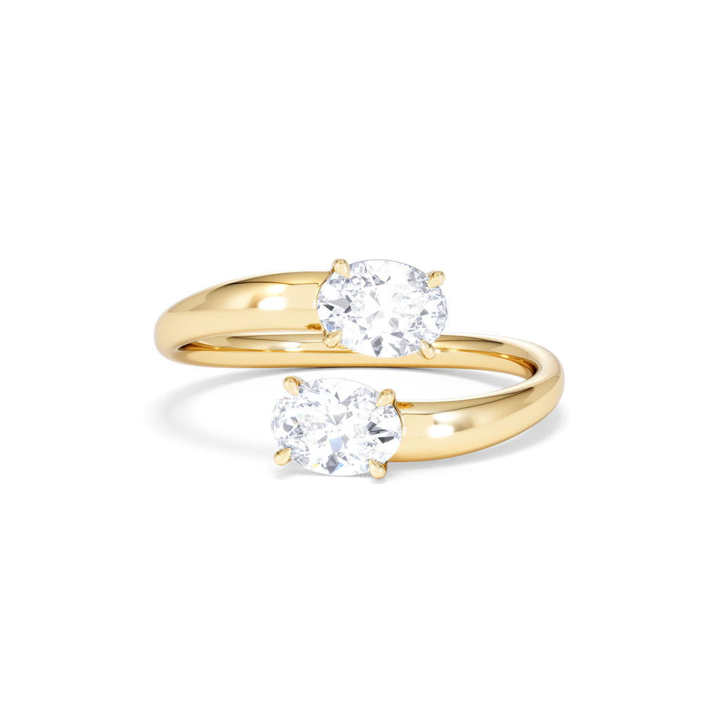 Affinity 0.80ct Oval Cut Lab Diamond 2 Stone Ring in 18K Yellow Gold