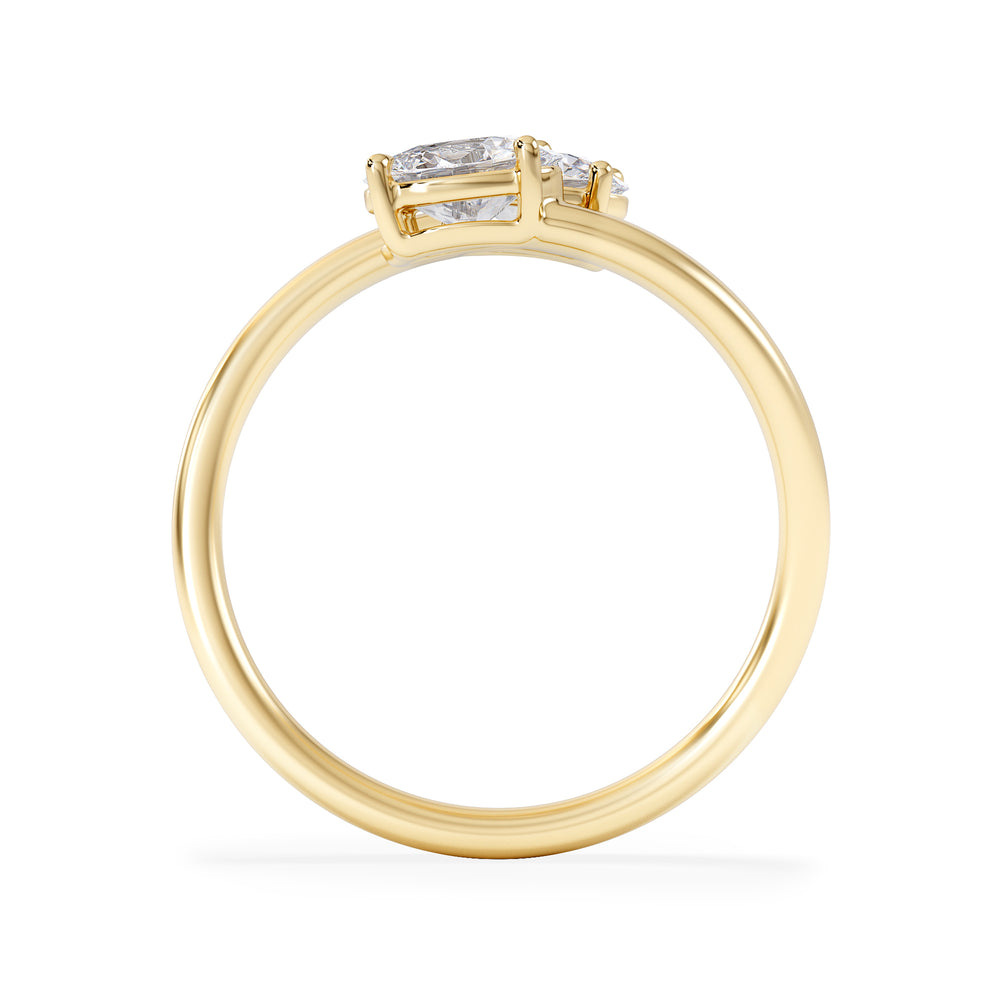 Affinity 0.80ct Oval Cut Lab Diamond 2 Stone Ring in 18K Yellow Gold