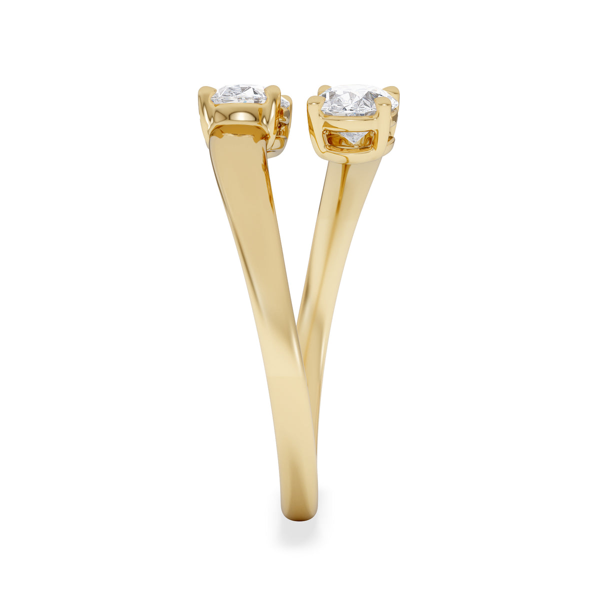 Affinity 0.80ct Oval Cut Lab Diamond 2 Stone Ring in 18K Yellow Gold
