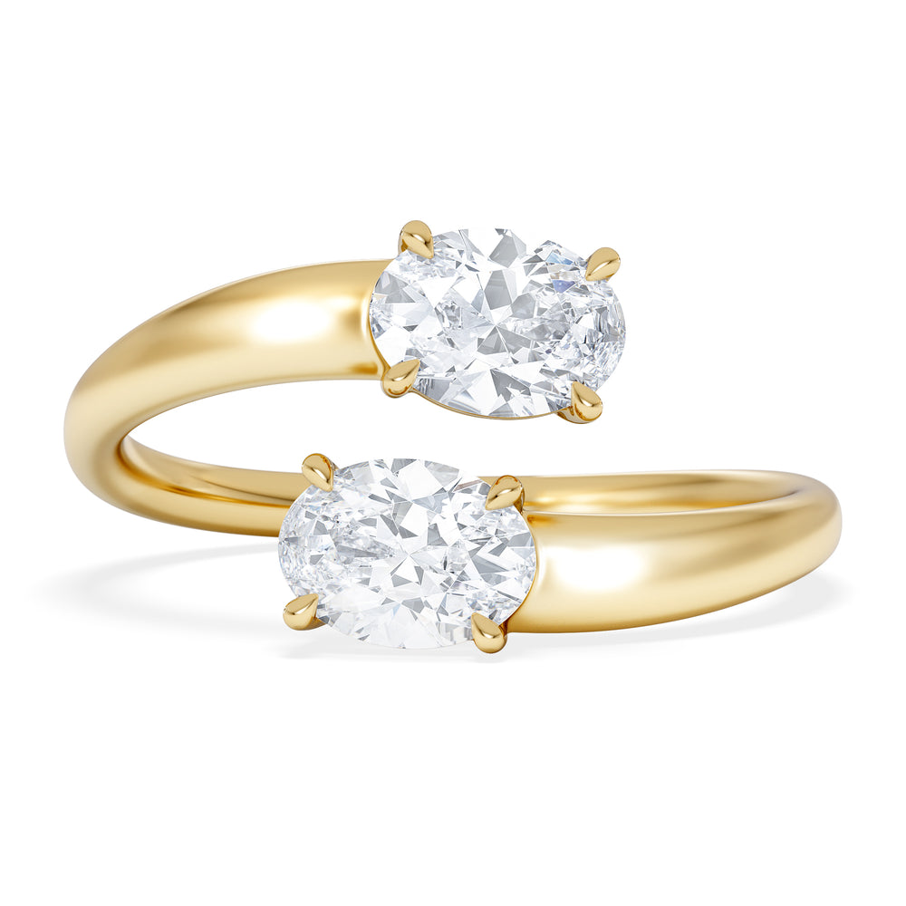 Affinity 0.80ct Oval Cut Lab Diamond 2 Stone Ring in 18K Yellow Gold