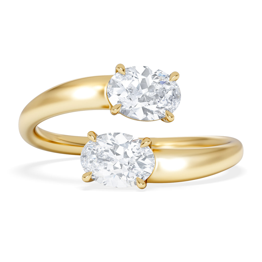 Affinity 0.80ct Oval Cut Lab Diamond 2 Stone Ring in 18K Yellow Gold