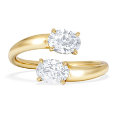 Affinity 0.80ct Oval Cut Lab Diamond 2 Stone Ring in 18K Yellow Gold