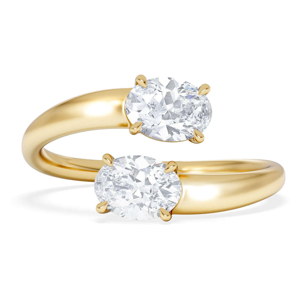 Affinity 0.80ct Oval Cut Lab Diamond 2 Stone Ring in 18K Yellow Gold