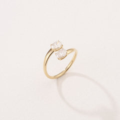 Affinity 0.80ct Oval Cut Lab Diamond 2 Stone Ring in 18K Yellow Gold