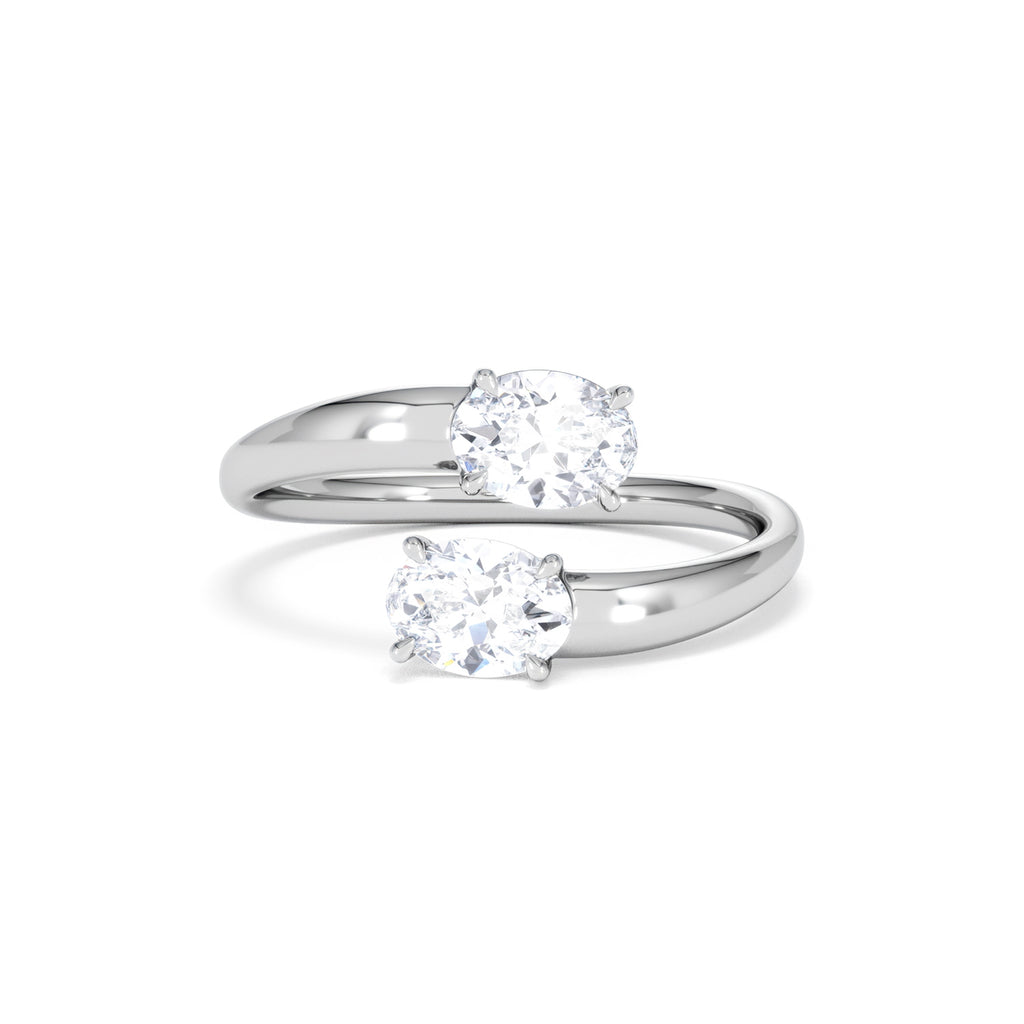 Affinity 0.80ct Oval Cut Lab Diamond 2 Stone Ring in Platinum