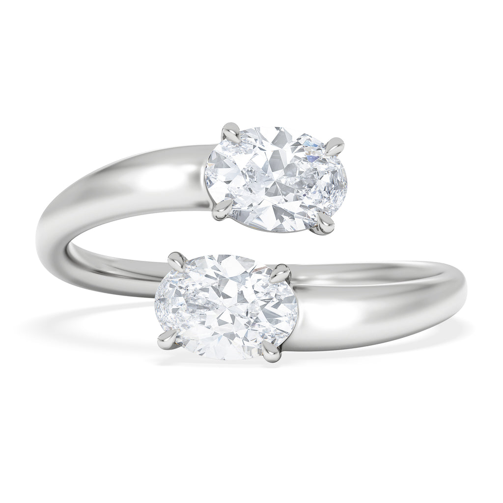 Affinity 0.80ct Oval Cut Lab Diamond 2 Stone Ring in Platinum