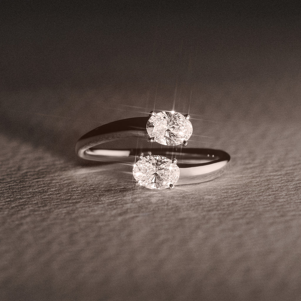 Affinity 0.80ct Oval Cut Lab Diamond 2 Stone Ring in Platinum