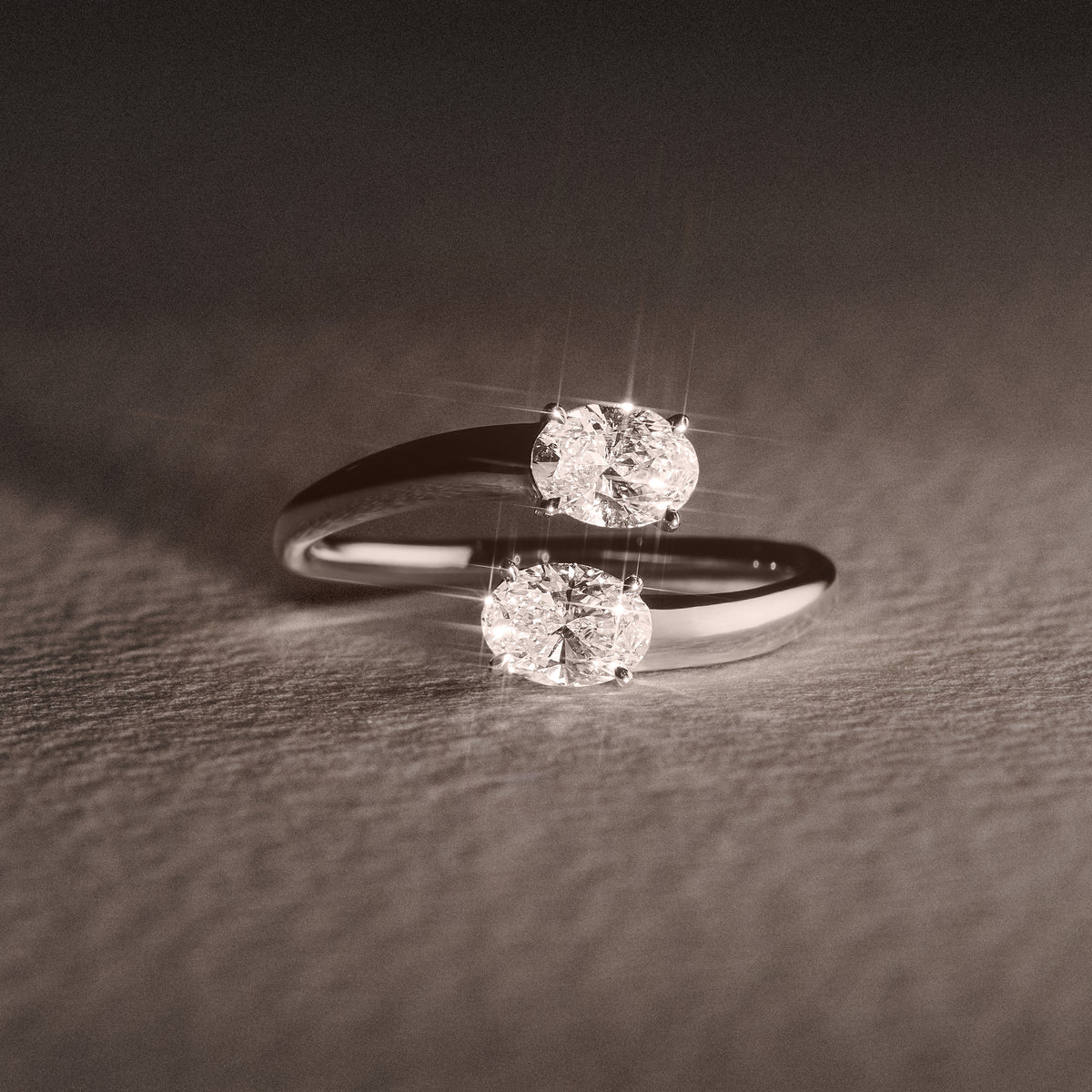 Affinity 0.80ct Oval Cut Lab Diamond 2 Stone Ring in Platinum