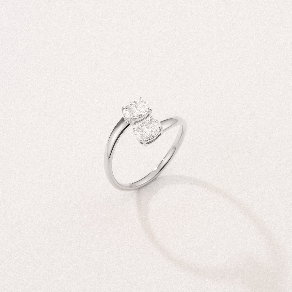 Affinity 0.80ct Oval Cut Lab Diamond 2 Stone Ring in Platinum