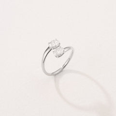 Affinity 0.80ct Oval Cut Lab Diamond 2 Stone Ring in Platinum