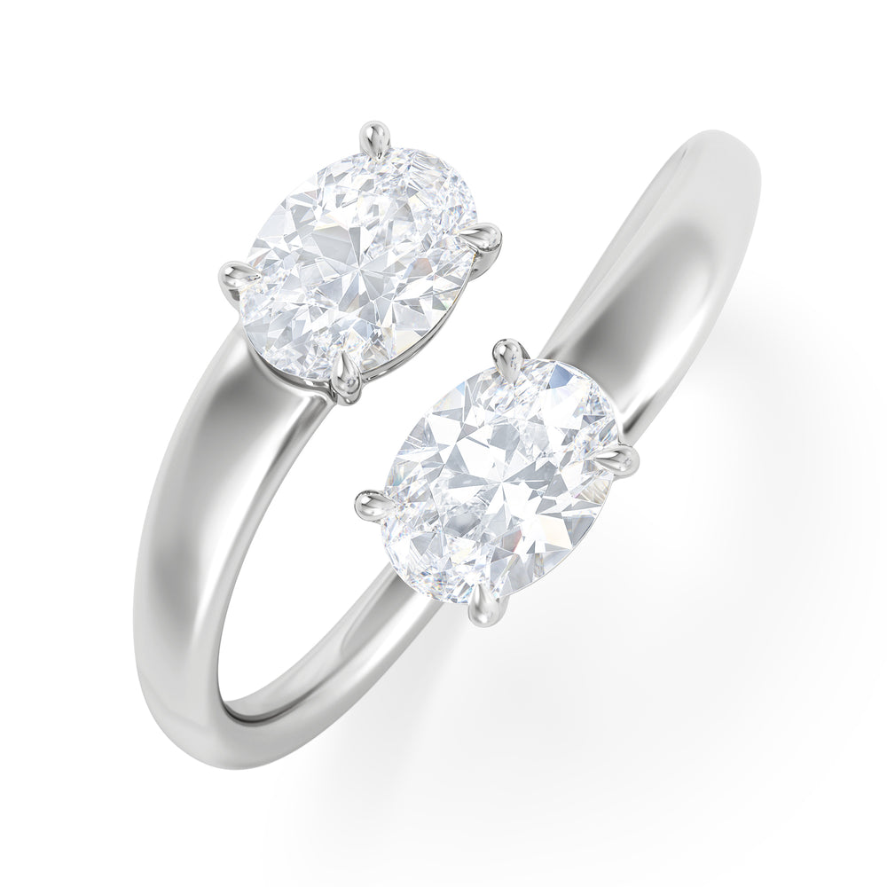 Affinity 0.80ct Oval Cut Lab Diamond 2 Stone Ring in Platinum