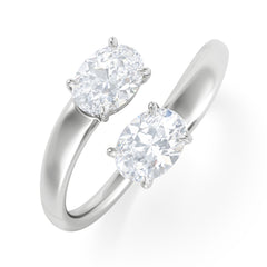 Affinity 0.80ct Oval Cut Lab Diamond 2 Stone Ring in Platinum