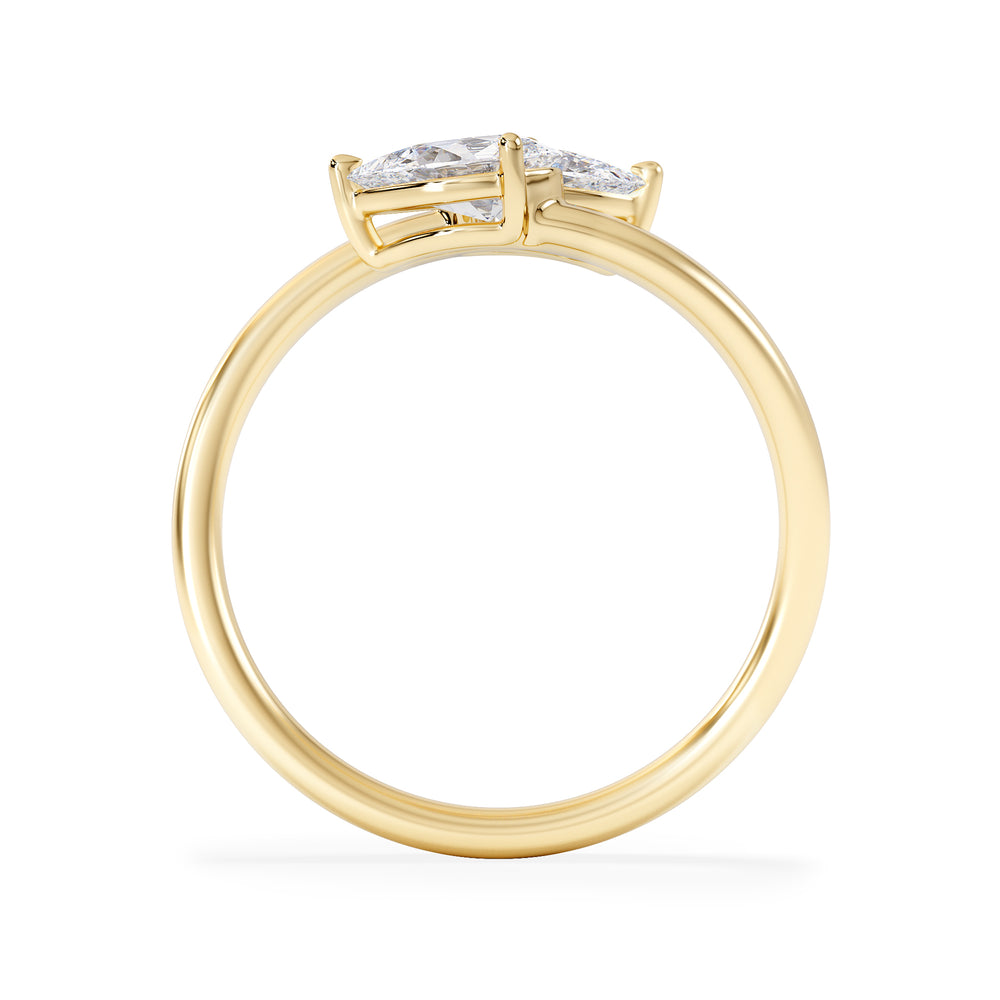Affinity 0.80ct Pear Cut Lab Diamond 2 Stone Ring in 18K Yellow Gold