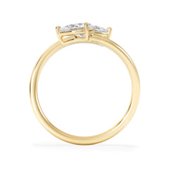 Affinity 0.80ct Pear Cut Lab Diamond 2 Stone Ring in 18K Yellow Gold