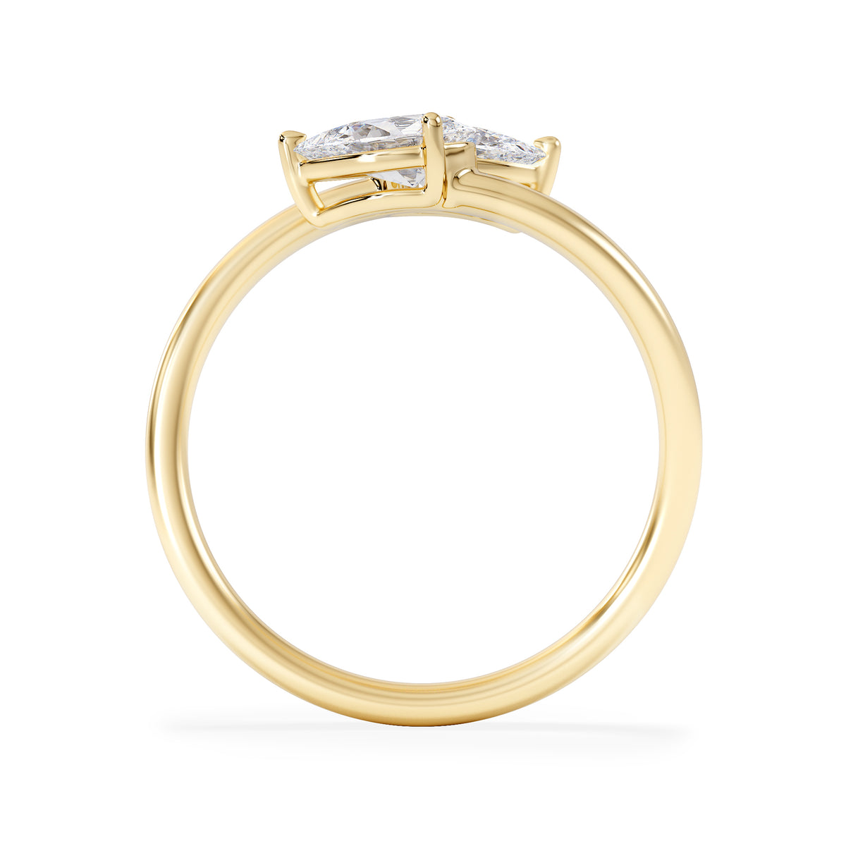 Affinity 0.80ct Pear Cut Lab Diamond 2 Stone Ring in 18K Yellow Gold