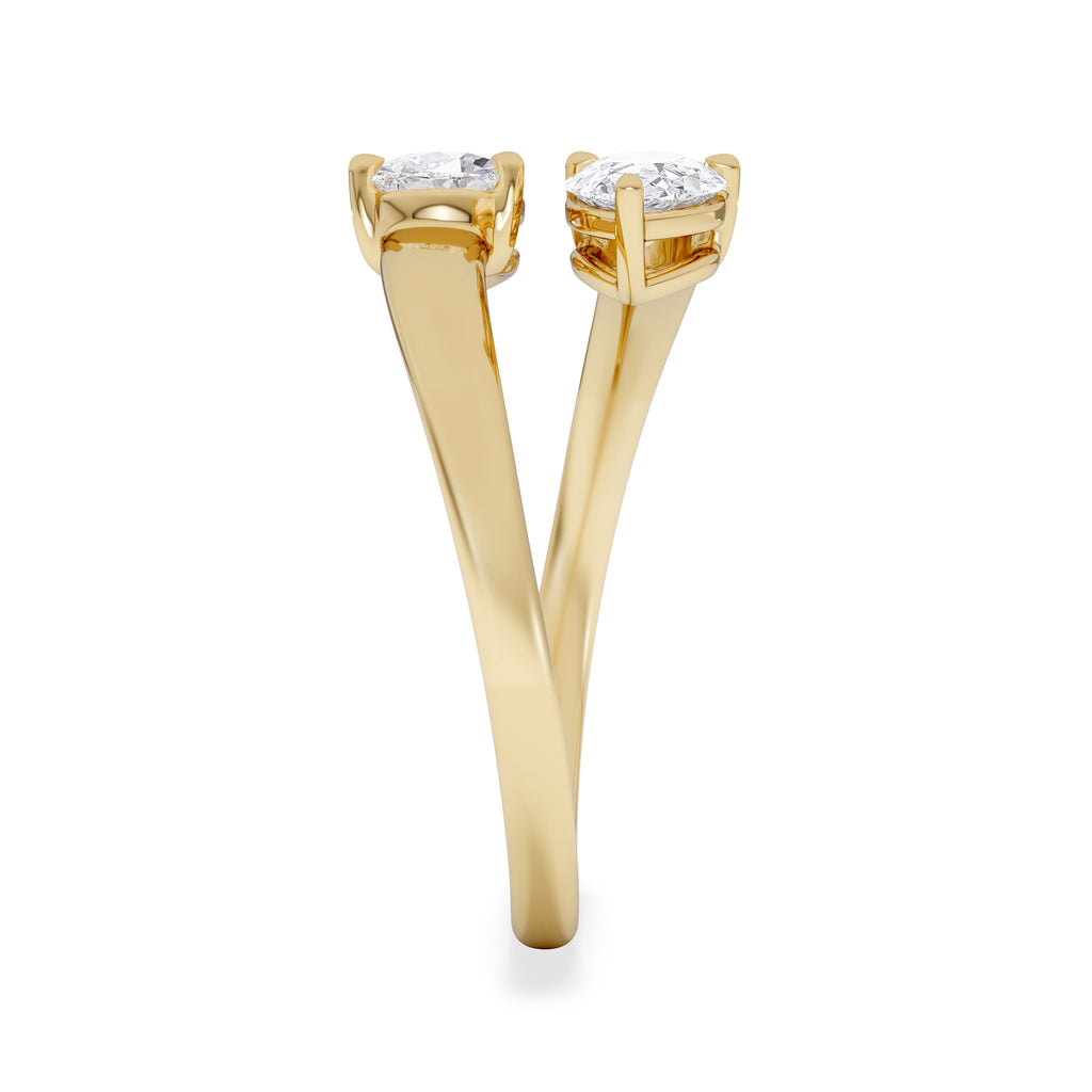 Affinity 0.80ct Pear Cut Lab Diamond 2 Stone Ring in 18K Yellow Gold