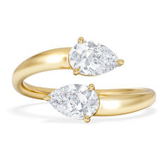 Affinity 0.80ct Pear Cut Lab Diamond 2 Stone Ring in 18K Yellow Gold