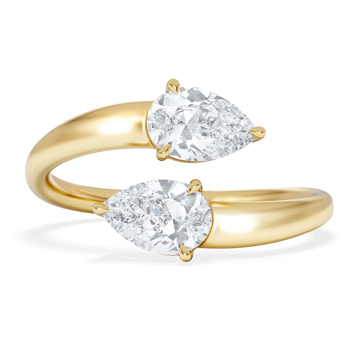 Affinity 0.80ct Pear Cut Lab Diamond 2 Stone Ring in 18K Yellow Gold