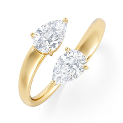 Affinity 0.80ct Pear Cut Lab Diamond 2 Stone Ring in 18K Yellow Gold