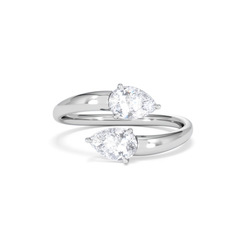 Affinity 0.80ct Pear Cut Lab Diamond 2 Stone Ring in Platinum