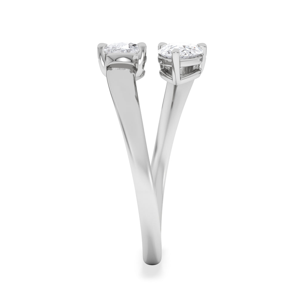 Affinity 0.80ct Pear Cut Lab Diamond 2 Stone Ring in Platinum