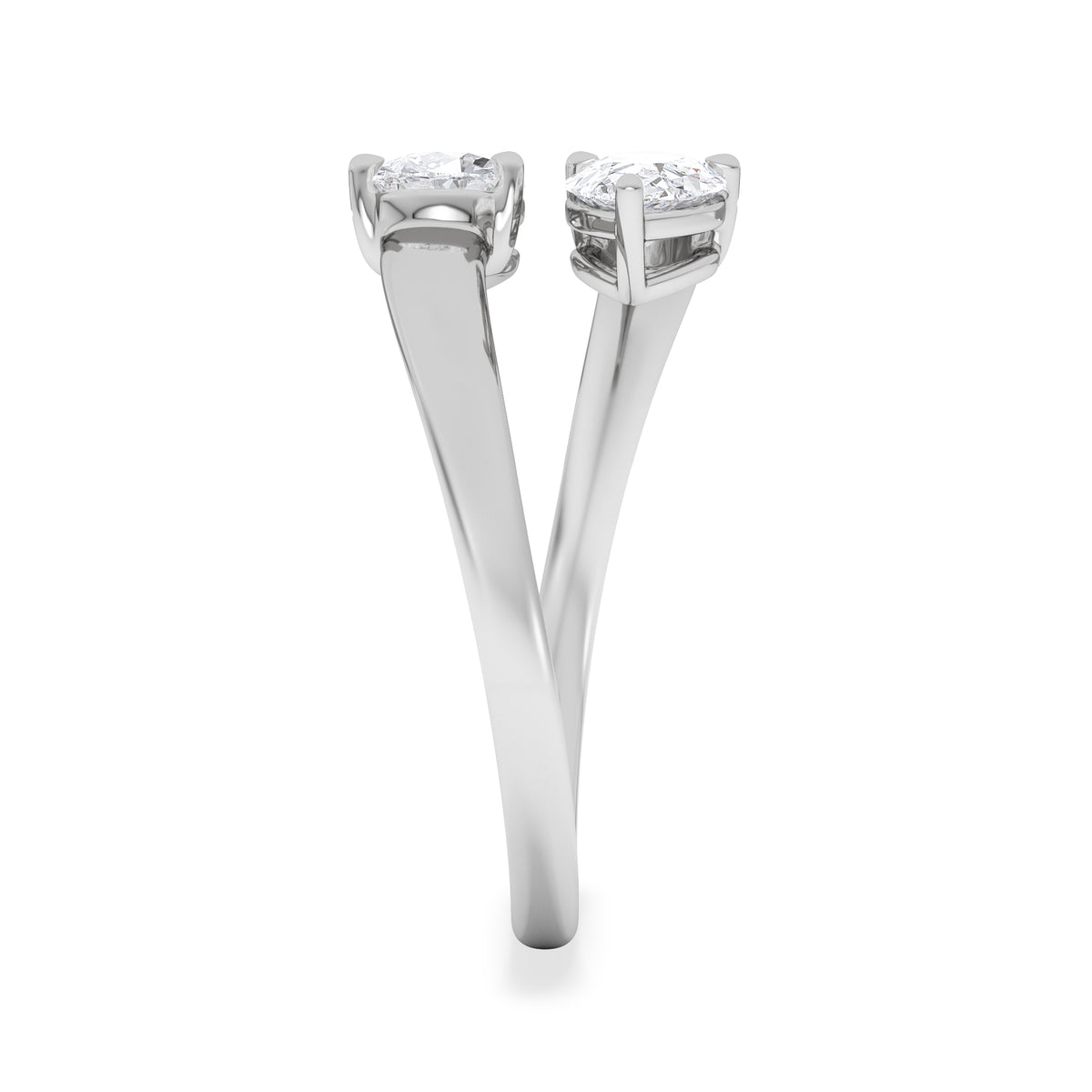 Affinity 0.80ct Pear Cut Lab Diamond 2 Stone Ring in Platinum