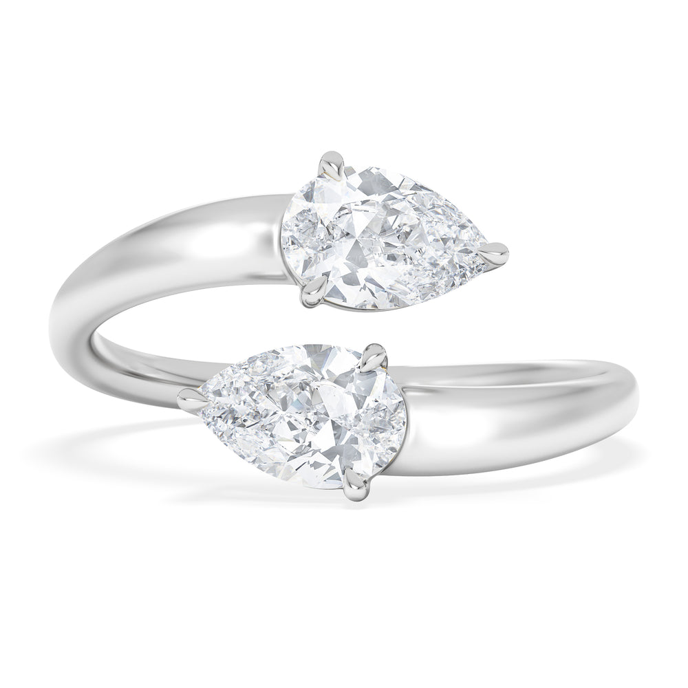 Affinity 0.80ct Pear Cut Lab Diamond 2 Stone Ring in Platinum