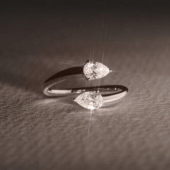 Affinity 0.80ct Pear Cut Lab Diamond 2 Stone Ring in Platinum