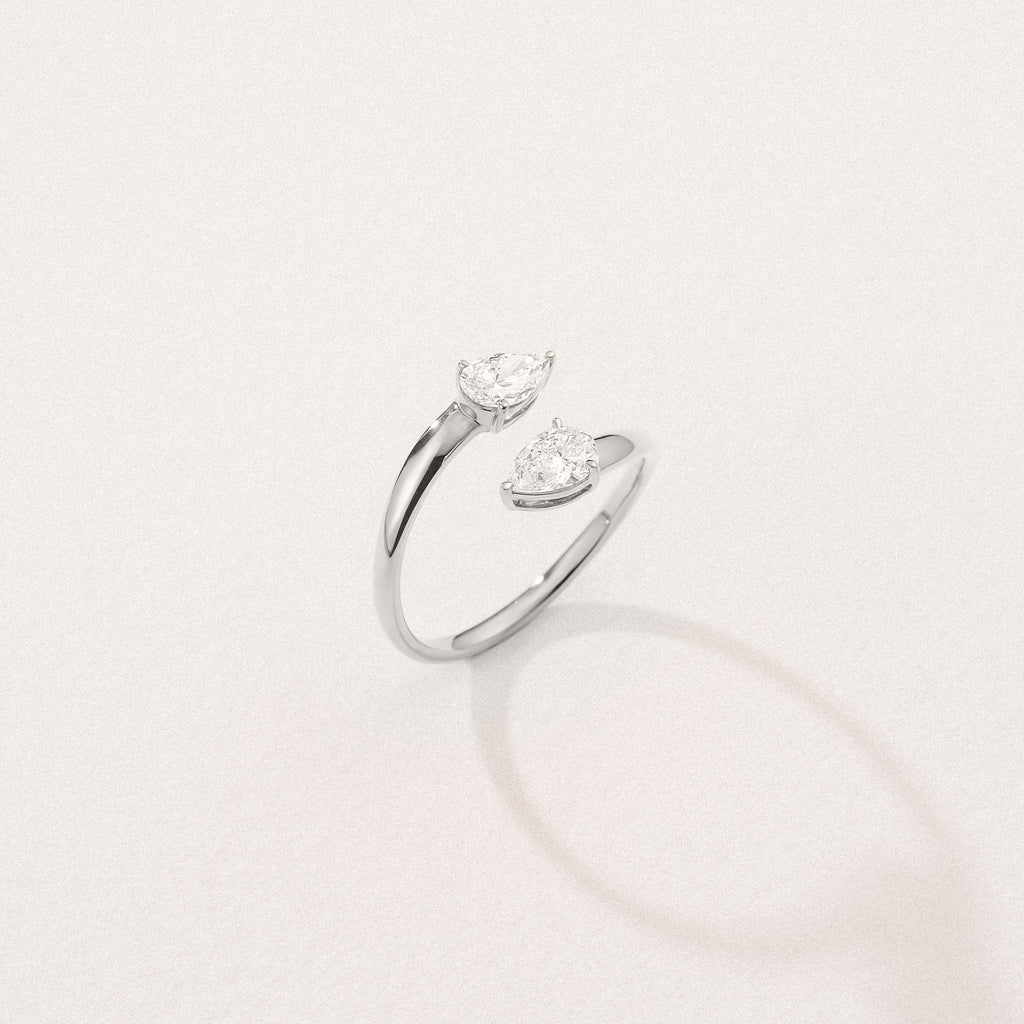 Affinity 0.80ct Pear Cut Lab Diamond 2 Stone Ring in Platinum