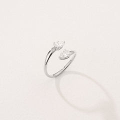 Affinity 0.80ct Pear Cut Lab Diamond 2 Stone Ring in Platinum