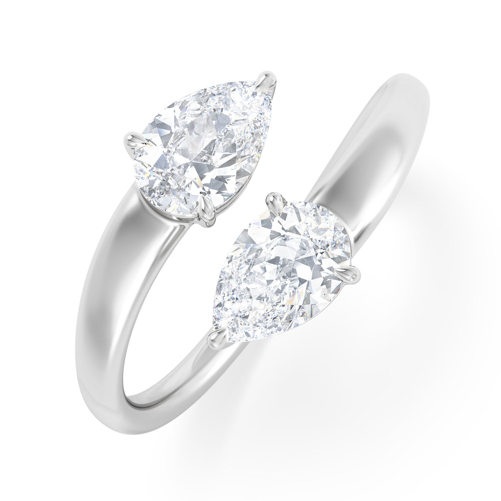 Affinity 0.80ct Pear Cut Lab Diamond 2 Stone Ring in Platinum