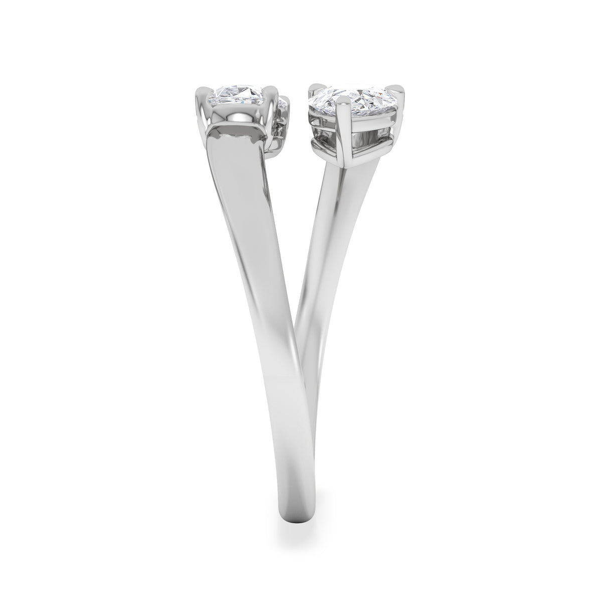 Affinity 0.80ct Oval and Pear Cut Lab Diamond 2 Stone Ring in Platinum