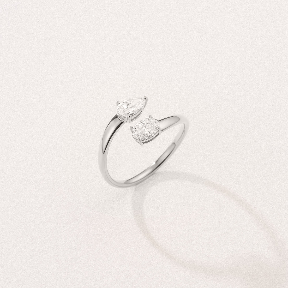 Affinity 0.80ct Oval and Pear Cut Lab Diamond 2 Stone Ring in Platinum