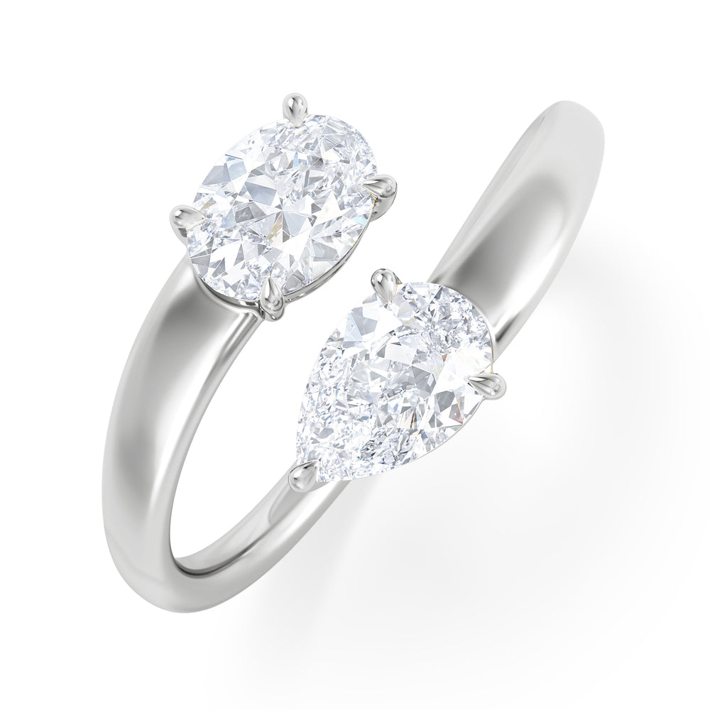 Affinity 0.80ct Oval and Pear Cut Lab Diamond 2 Stone Ring in Platinum