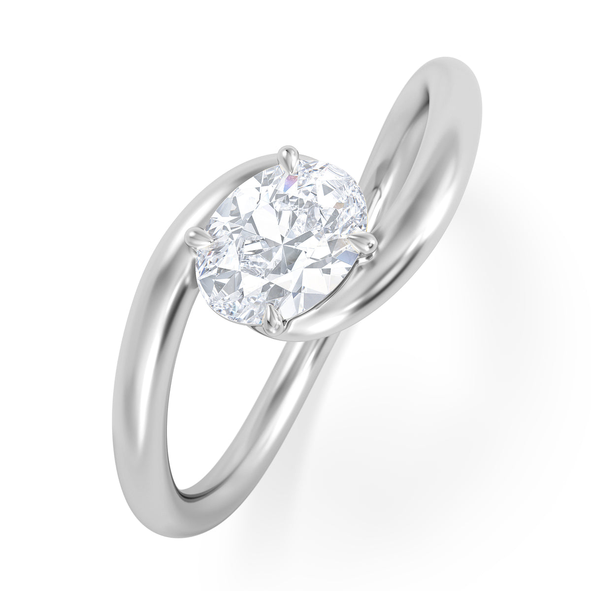 Affinity 0.50ct Oval Cut Lab Diamond Solitaire Engagement Ring in Platinum