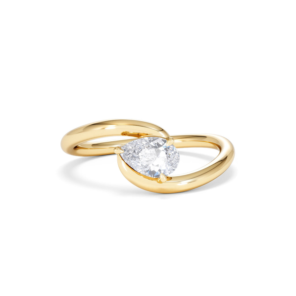 Affinity 0.50ct Pear Cut Lab Diamond Solitaire Engagement Ring in 18K Yellow Gold