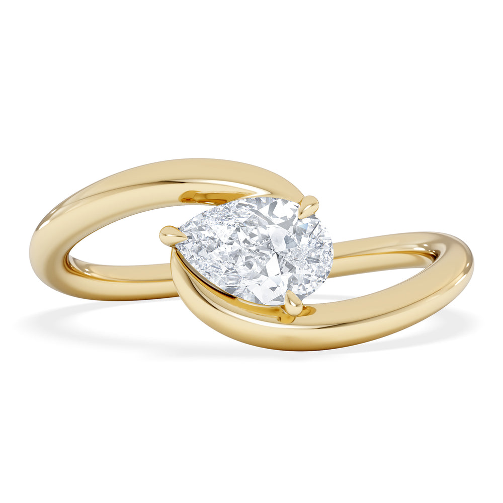 Affinity 0.50ct Pear Cut Lab Diamond Solitaire Engagement Ring in 18K Yellow Gold
